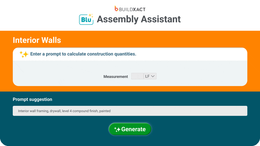 conceptual animation showing Buildxact Blu Assembly Assistant with Live dealer pricing